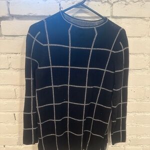 Black + White Grid Sweater